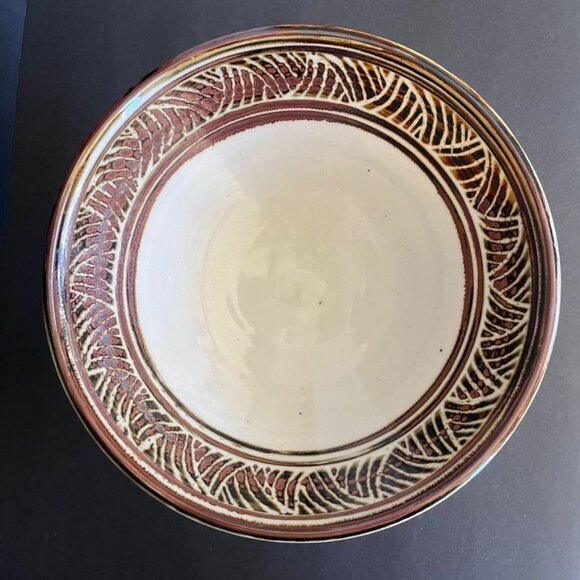 Louis Mideke Signed Handcrafted Sgraffito Ceramic Bowl 10.25" Modern Organic - Picture 1 of 7